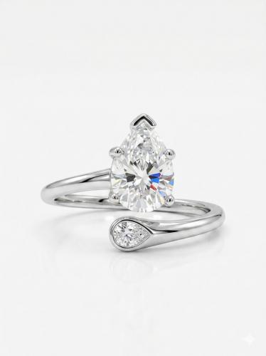 خاتم فضة MOISSANITE الماس 2ct