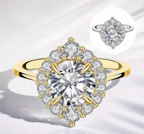 خاتم فضة MOISSANITE الماس 1ct