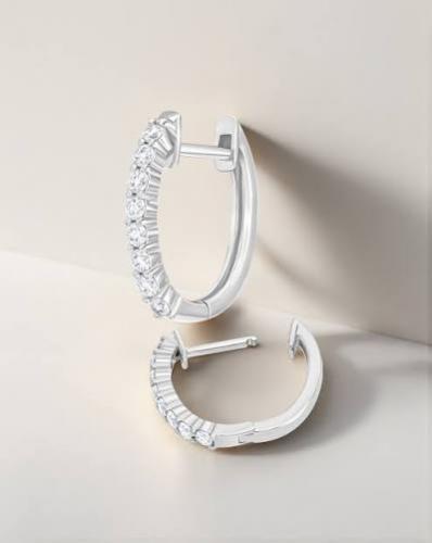 حلق فضة الماس موزانايت 0.10ct